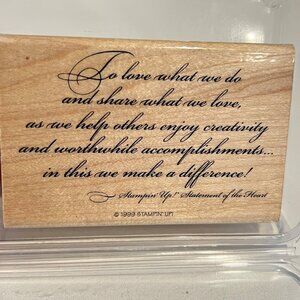 Stampin Up! Statement Of The Heart Wooden Rubber Stamp Crafting Tool